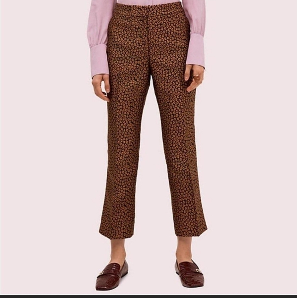 Kate Spade New York Flora Leopard Jacquard Crop Trousers, Sz 8